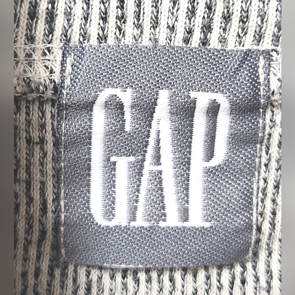 GAP Mock Neck Boxy Striped Pullover With Button Sleeve Detail S - Picture 7 of 9